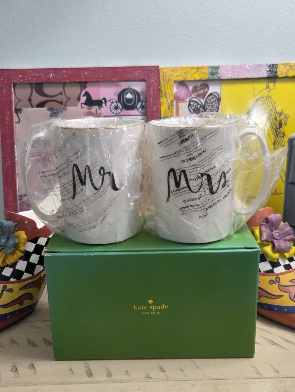 Kate Spade New York Mr. & Mrs. White Ceramic Mug Set, NWT